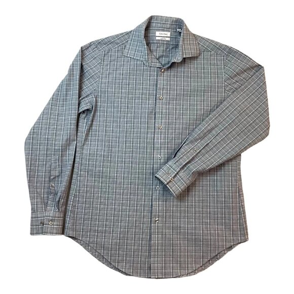 Calvin Klein Slim Fit Long Sleeve Button Up Shirt Mens Size 15-15.5 32/33 M - Picture 1 of 9